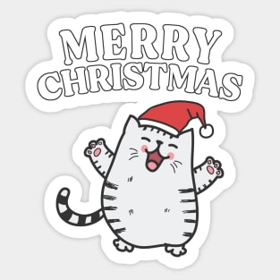 Cat wearing Santa Hat - Merry Christmas Sticker